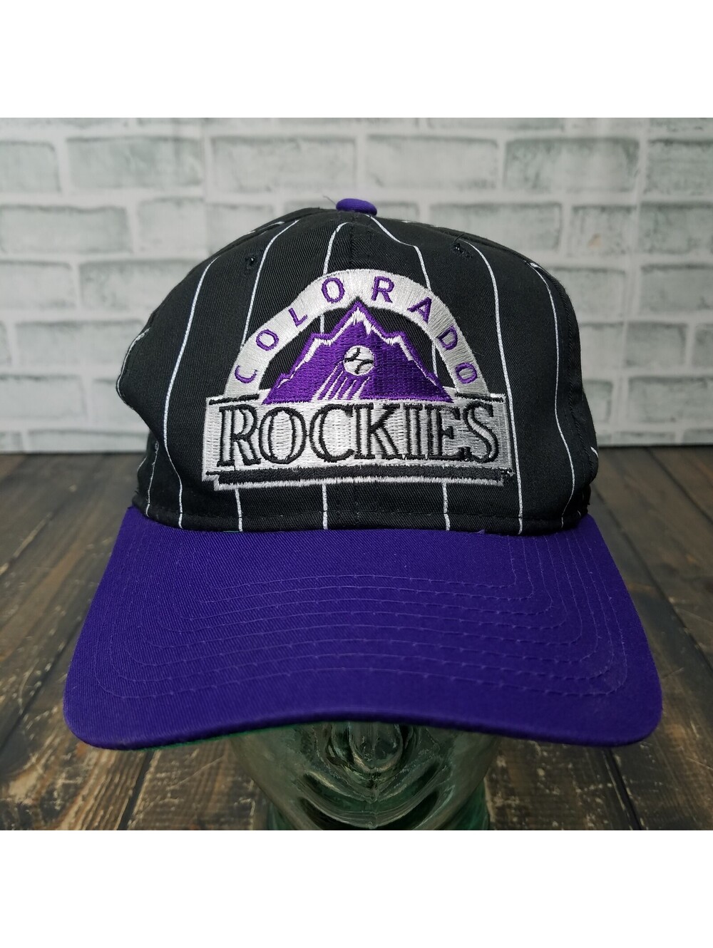 Vintage Starter Colorado Rockies MLB Baseball Striped 3D Snapback Sport Hat Cap